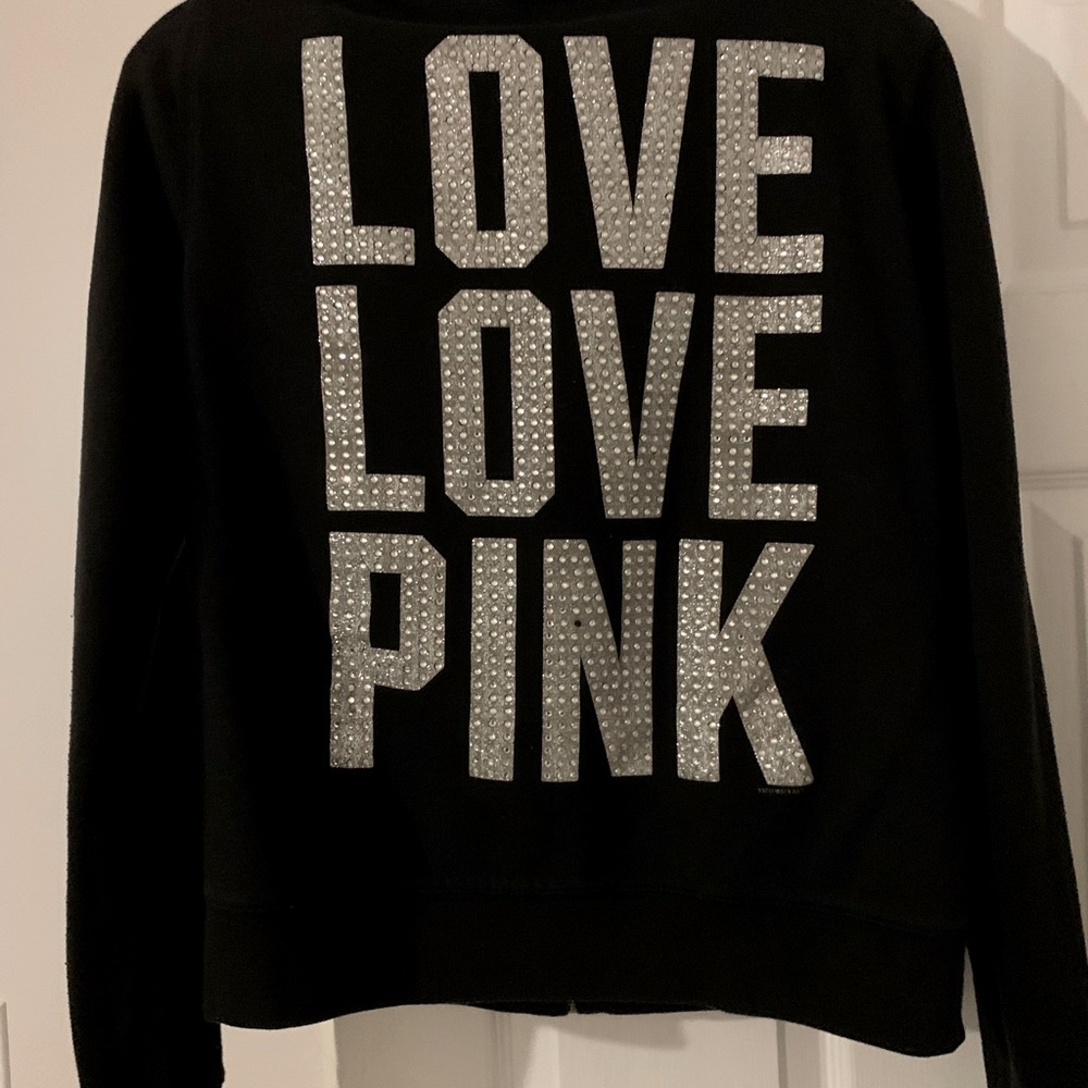 PINK Victoria’s Secret Black Bling Zip Hoodie